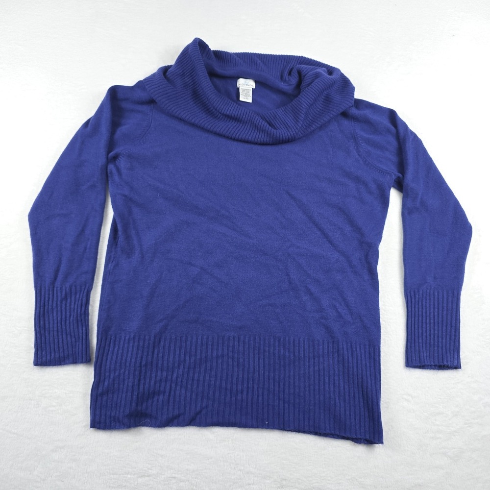 Jaclyn Smith Womens Royal Blue Cowl Neck Sweater XL Long Sleeve Ribbed Trim